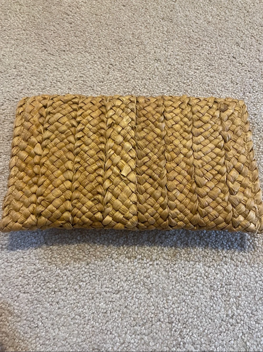 Amazon Woven Straw Fold-Over Clutch - Natural Brown